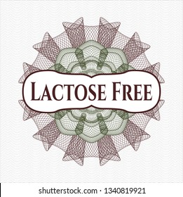 Green and Red rosette. Linear Illustration with text Lactose Free inside
