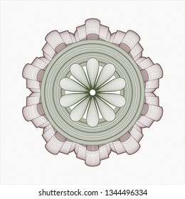 Green and Red rosette. Linear Illustration.