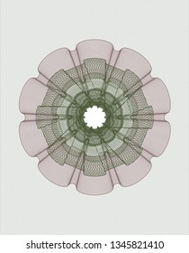 Green and Red rosette. Linear Illustration.