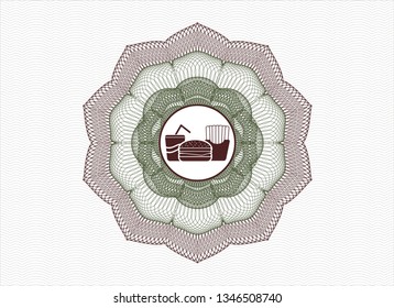 Green and Red rosette. Linear Illustration with fast food icon inside