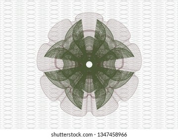 Green and Red rosette. Linear Illustration.
