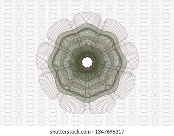 Green and Red rosette. Linear Illustration.