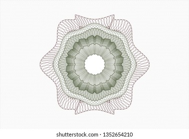Green and Red rosette. Linear Illustration.