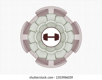 Green and Red rosette. Linear Illustration with big dumbbell icon inside