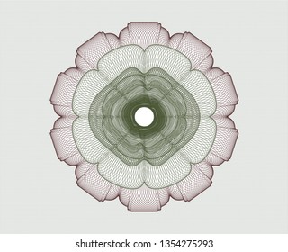 Green and Red rosette. Linear Illustration.