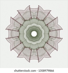 Green and Red rosette. Linear Illustration.