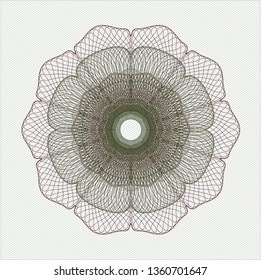 Green and Red rosette. Linear Illustration.