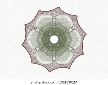 Green and Red rosette. Linear Illustration.