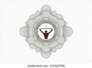 Green and Red rosette. Linear Illustration with lat pull down, exercise icon inside