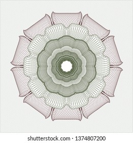 Green and Red rosette. Linear Illustration.