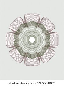 Green and Red rosette. Linear Illustration.