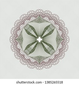 Green and Red rosette. Linear Illustration. Vector, Detailed.