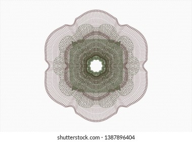Green and Red rosette. Linear Illustration. Vector, Detailed.