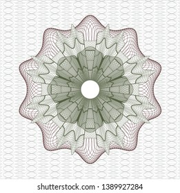 Green and Red rosette. Linear Illustration. Vector, Detailed.