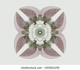 Green and Red rosette. Linear Illustration. Vector, Detailed.
