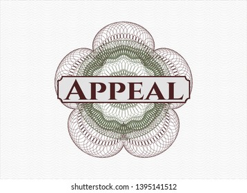 Green and Red rosette. Linear Illustration with text Appeal inside