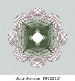 Green and Red rosette. Linear Illustration. Vector, Detailed.