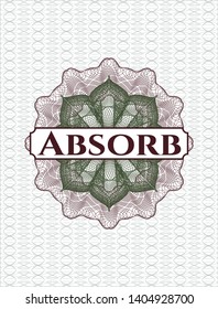 Green and Red rosette. Linear Illustration with text Absorb inside