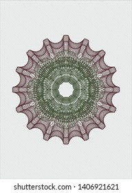 Green and Red rosette. Linear Illustration. Vector, Detailed.