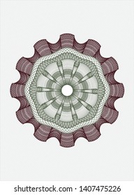 Green and Red rosette. Linear Illustration. Vector, Detailed.