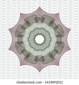 Green and Red rosette. Linear Illustration. Vector, Detailed.