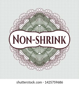 Green and Red rosette. Linear Illustration with text Non-shrink inside