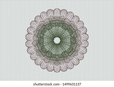 Green and Red rosette. Linear Illustration. Vector, Detailed.
