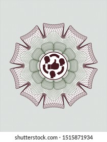 Green and Red rosette. Linear Illustration with good customer feedback icon inside
