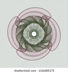 Green and Red rosette. Linear Illustration. Vector, Detailed.