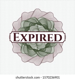 Green and Red rosette. Linear Illustration with text Expired inside