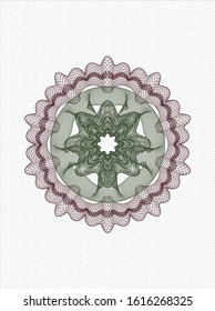 Green and Red rosette. Linear Illustration. Vector, Detailed.