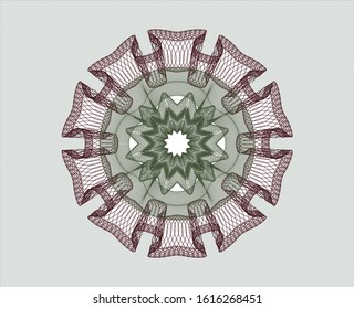 Green and Red rosette. Linear Illustration. Vector, Detailed.