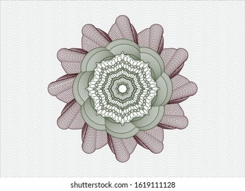 Green and Red rosette. Linear Illustration. Vector, Detailed.
