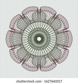 Green and Red rosette. Linear Illustration. Vector, Detailed.