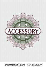 Green and Red rosette. Linear Illustration with text Accessory inside