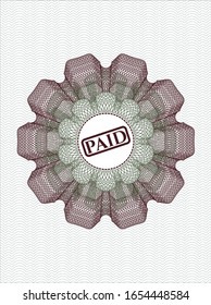 Green and Red rosette. Linear Illustration with paid icon inside