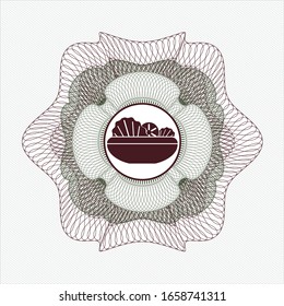 Grüne und rote Rosette. Lineare Illustration mit Salatsymbol