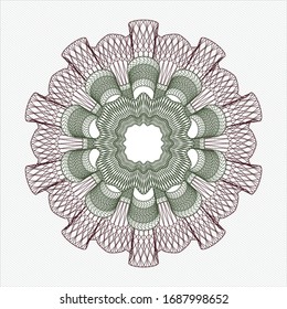 Green and Red rosette. Linear Illustration. Vector, Detailed.