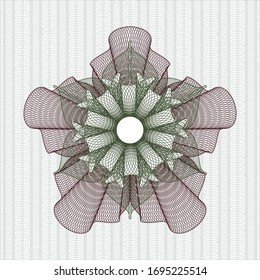 Green and Red rosette. Linear Illustration. Vector, Detailed.