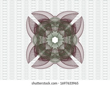 Green and Red rosette. Linear Illustration. Vector, Detailed.
