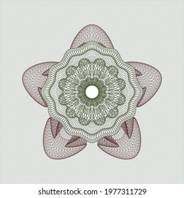 Green and Red rosette. Linear Illustration. Vector, Detailed. 