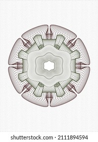 Green and Red rosette. Linear Illustration. Vector, Detailed. 
