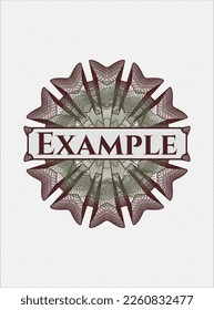 Green and Red rosette. Linear Illustration with text Example inside