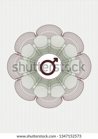 Green and Red rosette. Linear Illustration with male icon inside