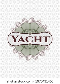  Green and Red rosette (money style emblem) with text Yacht inside