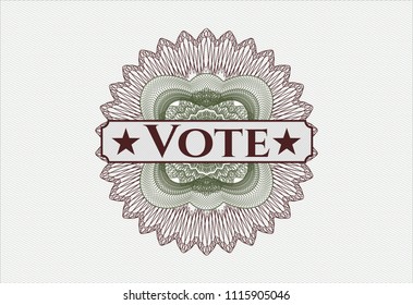 Green and Red rosette (money style emblem) with text Vote inside Green and Red rosette (money style emblem) with text Vote inside