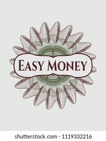 Green and Red rosette or money style emblem with text Easy Money inside
