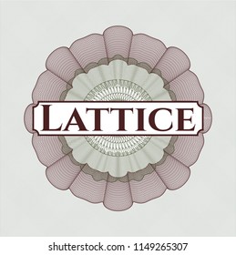 Green and Red rosette (money style emblem) with text Lattice inside