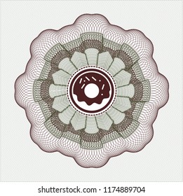 Green and Red rosette (money style emblem) with donut icon inside