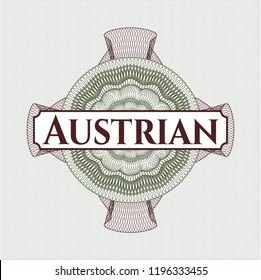 Green and Red rosette (money style emblem) with text Austrian inside